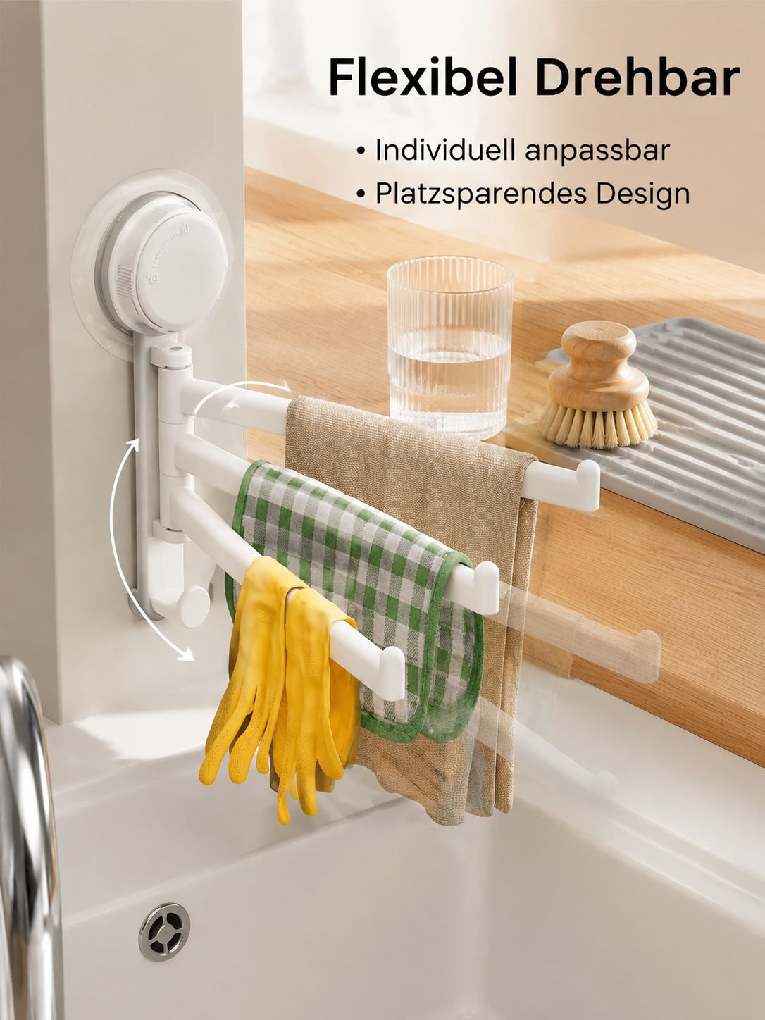 Multifunktionale drehbare Abtropfablage für Spüle und Fensterbank
