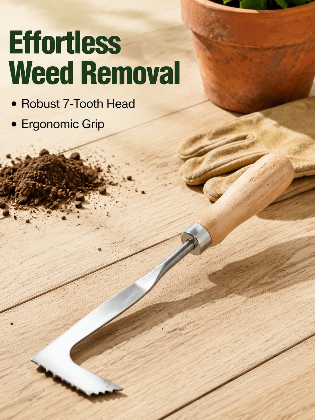Manual Seven-Tooth Stainless Steel Weeding Tool