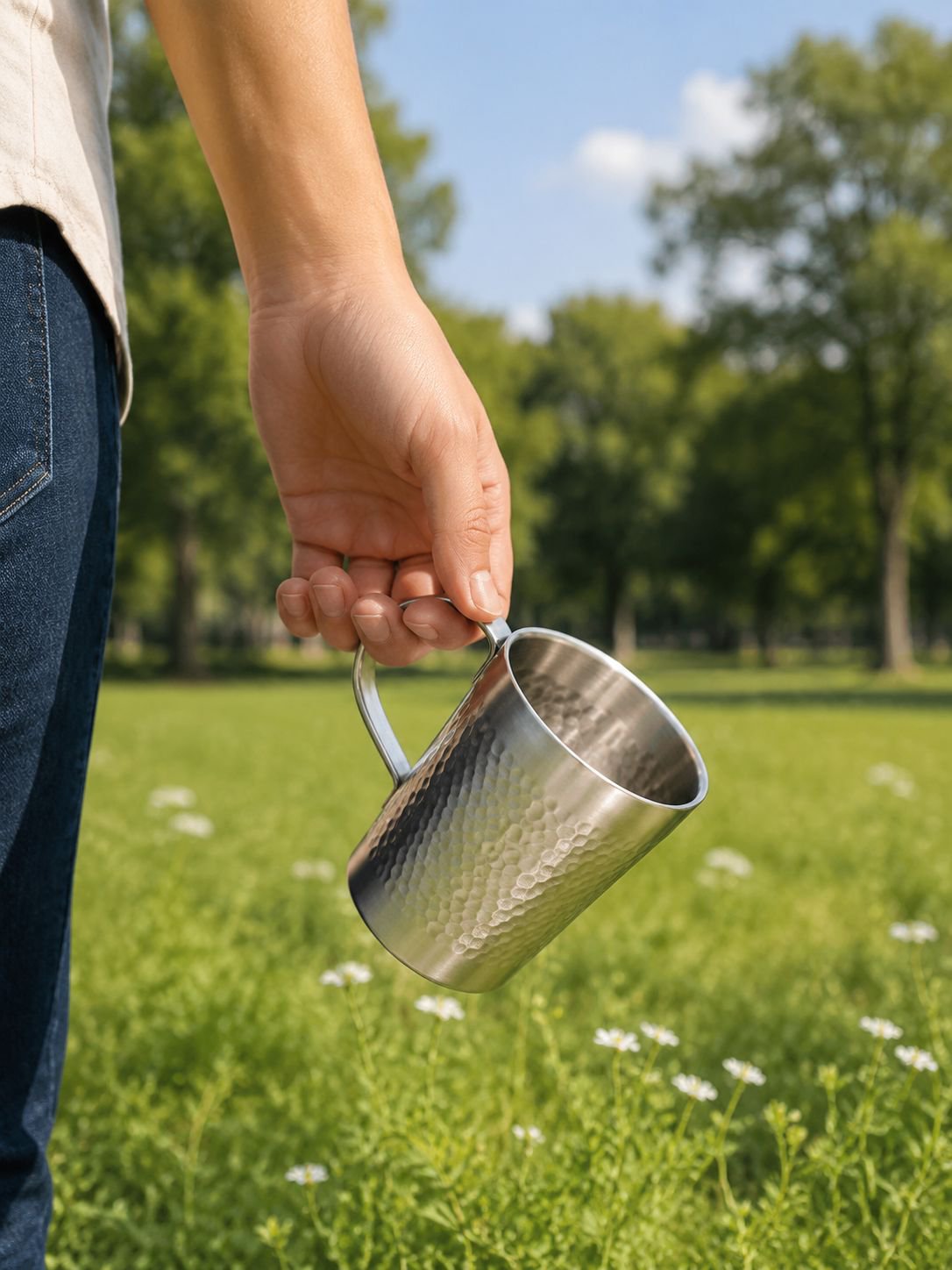 rust-resistant stainless steel mug