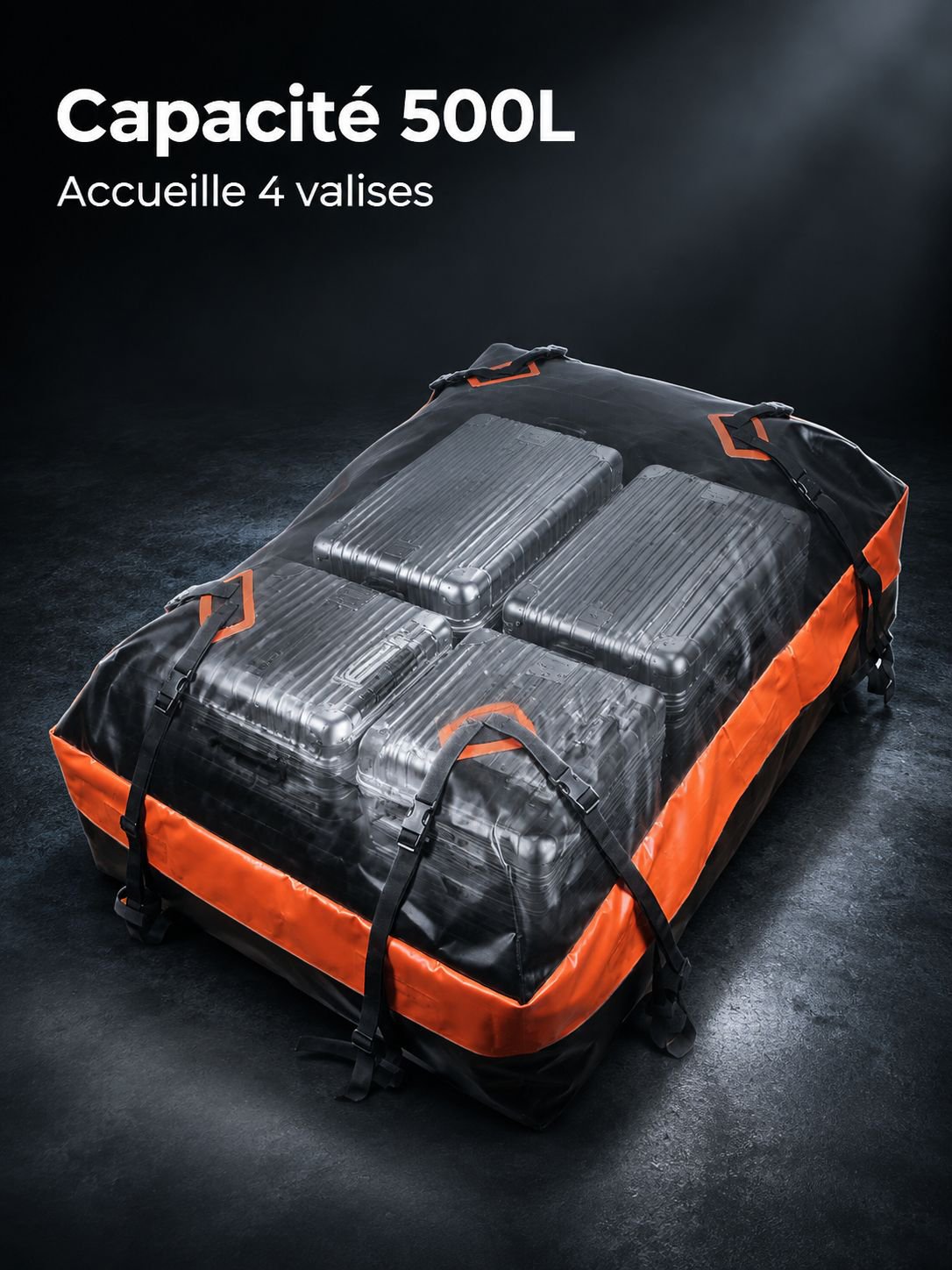 Sac de bagages de toit de voiture 600g, sac de toit de protection solaire étanche en maille à clip 1
