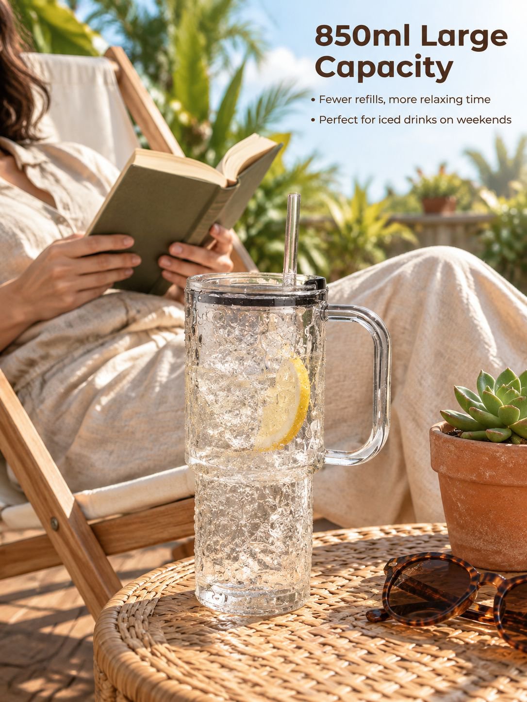 Spacious Large Glass Cup perfect for coffee, juice, or tea