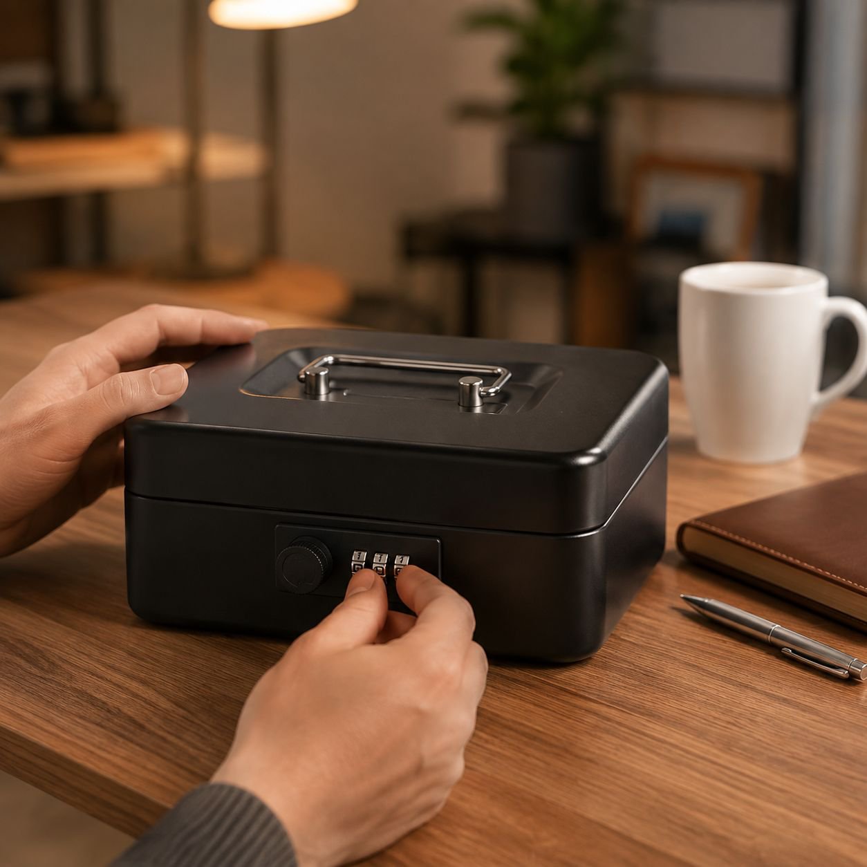 Home Multi-compartment Coin Bank with Dial Lock – front view