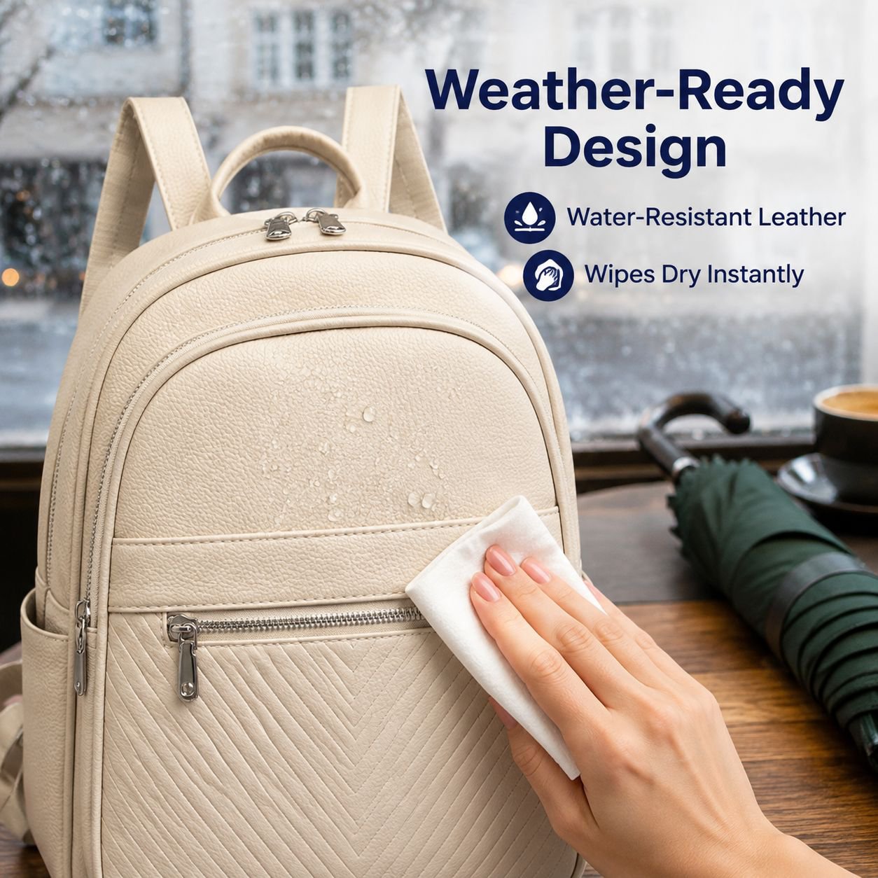 Multifunctional Large Capacity Soft Leather Mommy Backpack and Handbag