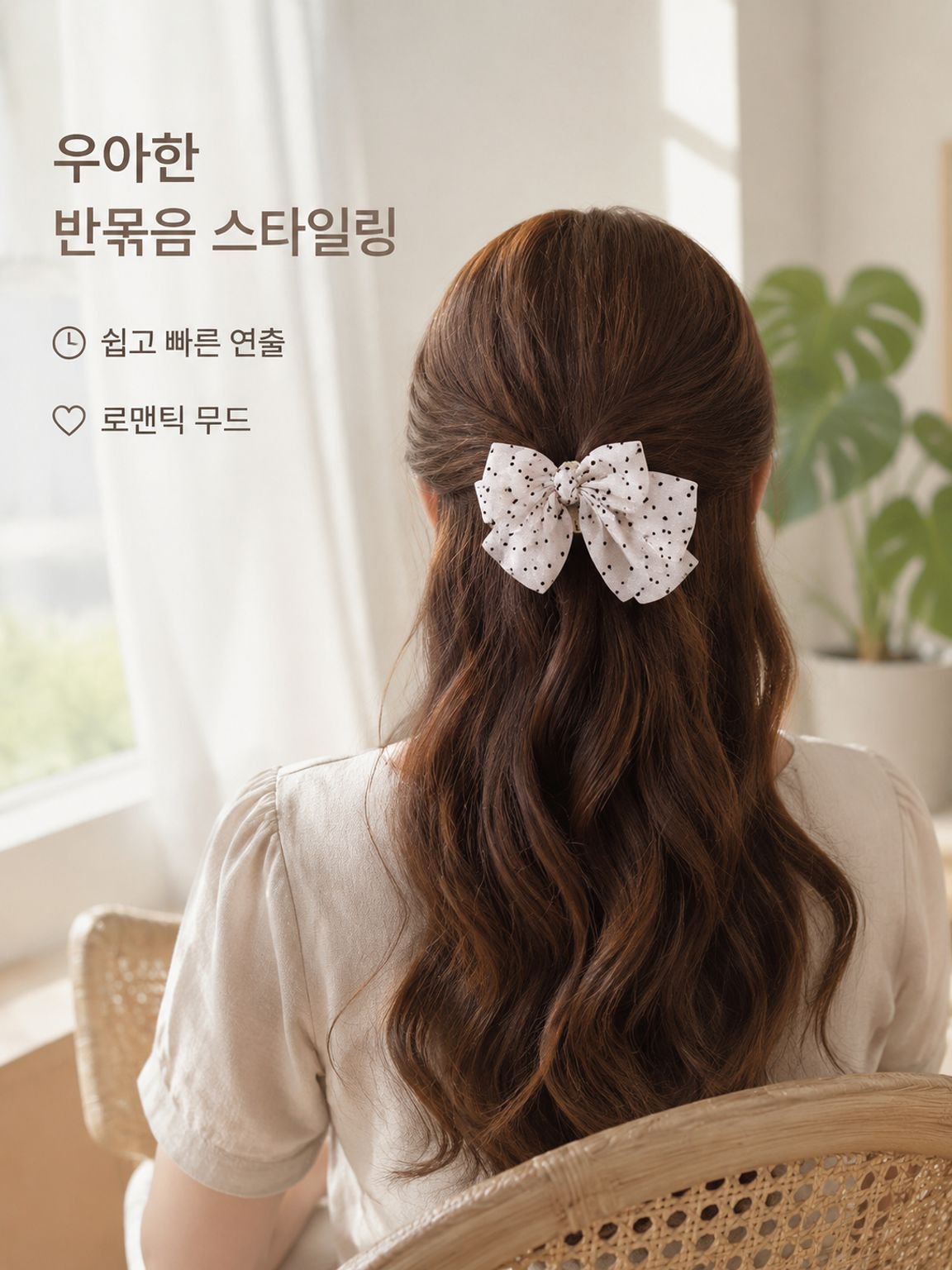 도트 리본 헤어클립