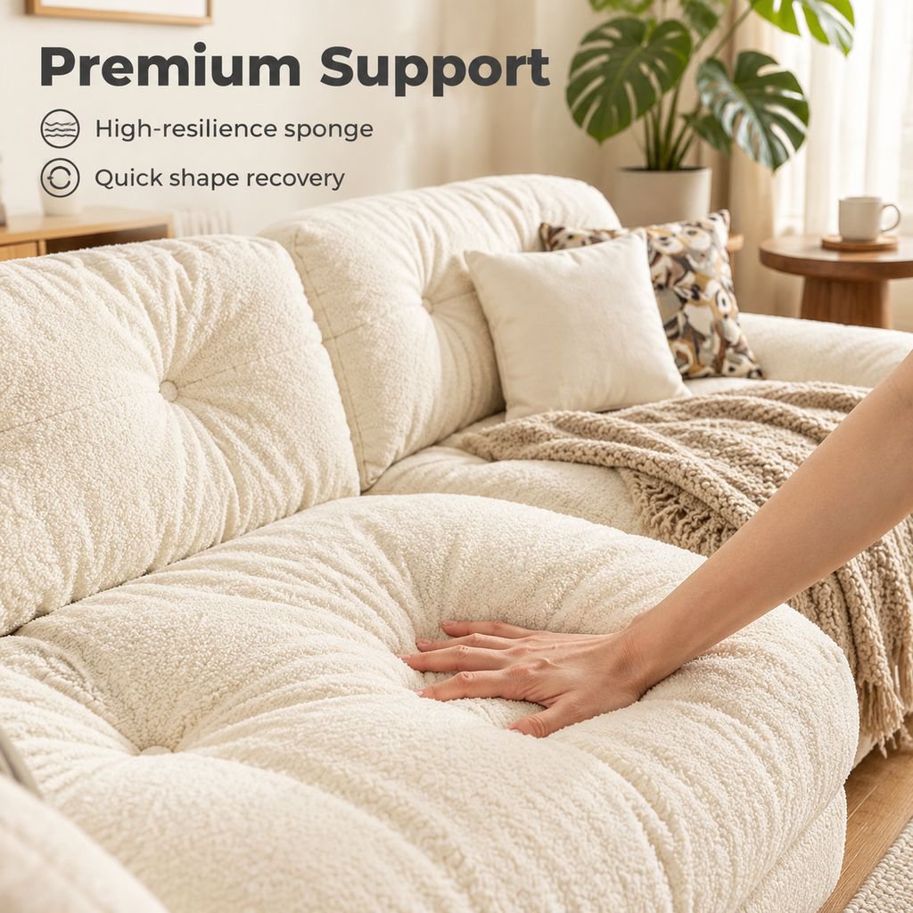 Cream-Style Fabric Sofa