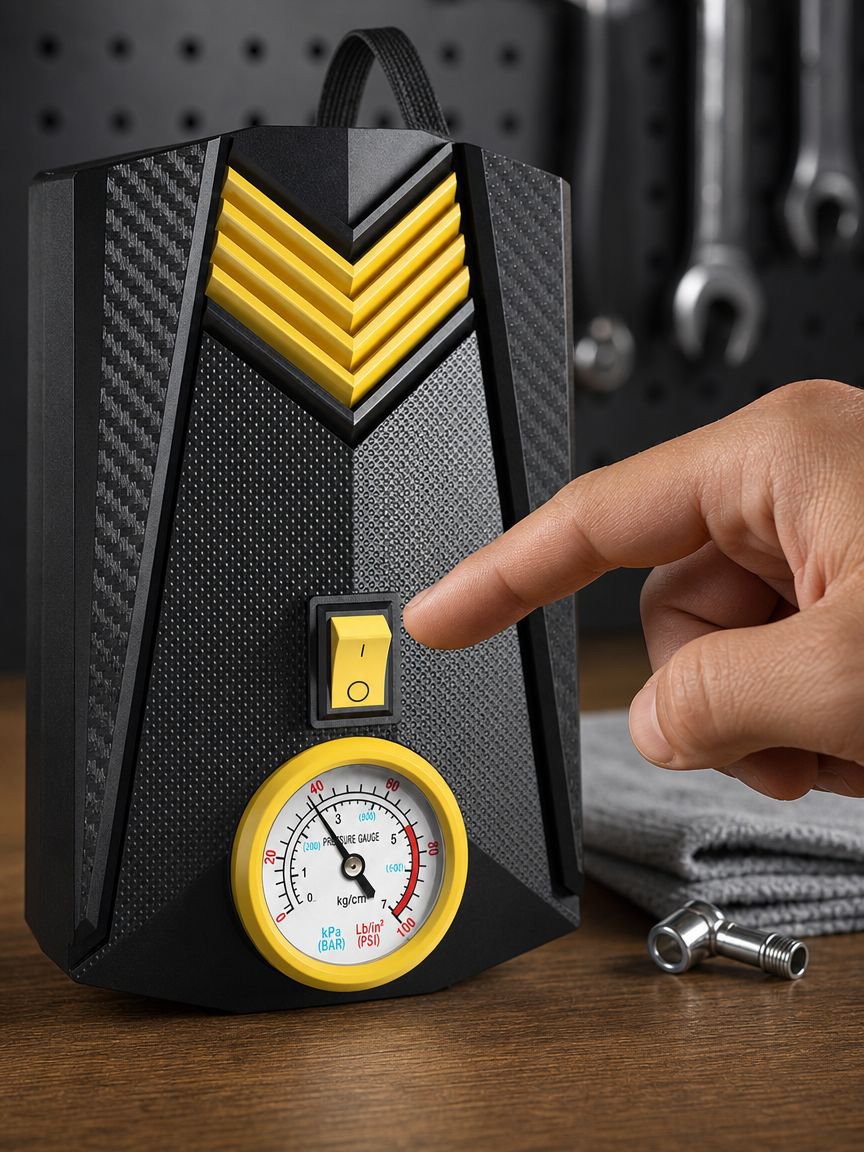 Inflador rápido y seguro para neumáticos de automóvil