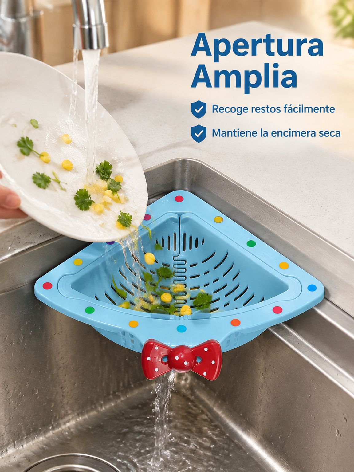 Canasta colgante de malla triangular para drenaje doméstico