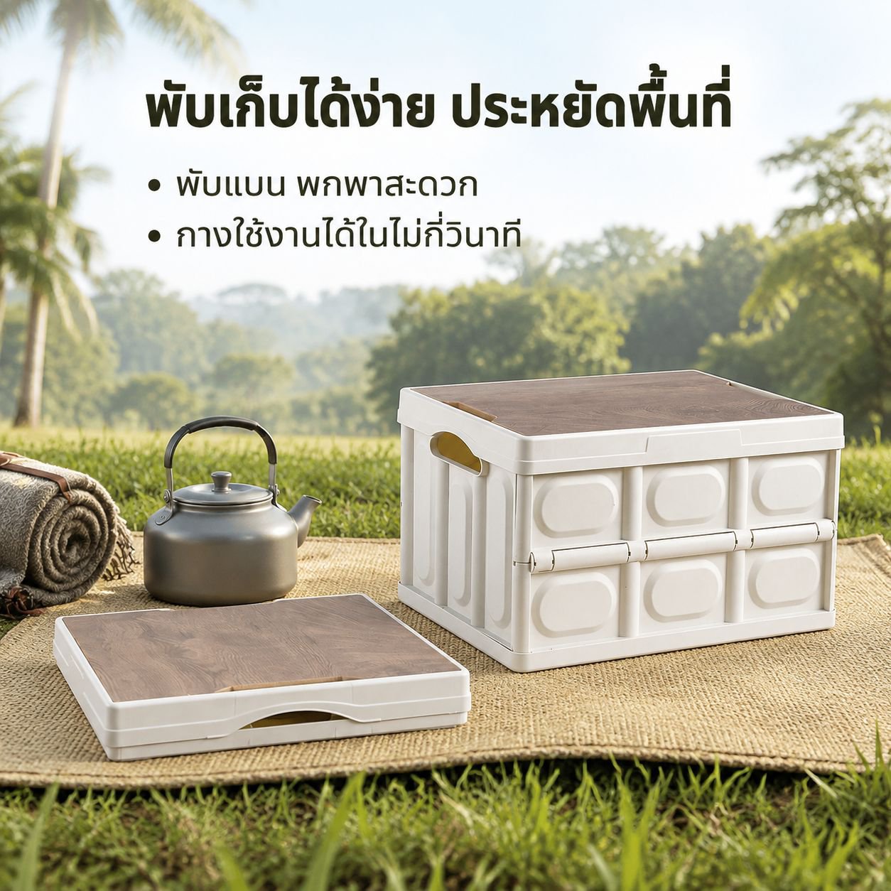กล่องเก็บของพับได้สำหรับตั้งแคมป์กลางแจ้ง