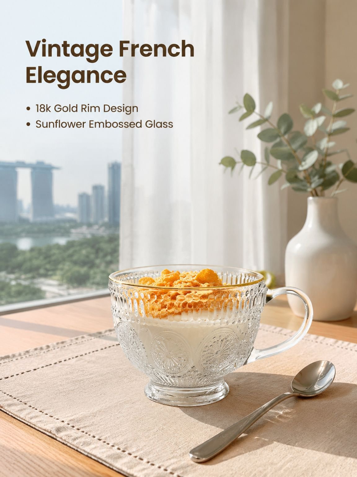 Household Clear Glass Breakfast Mug