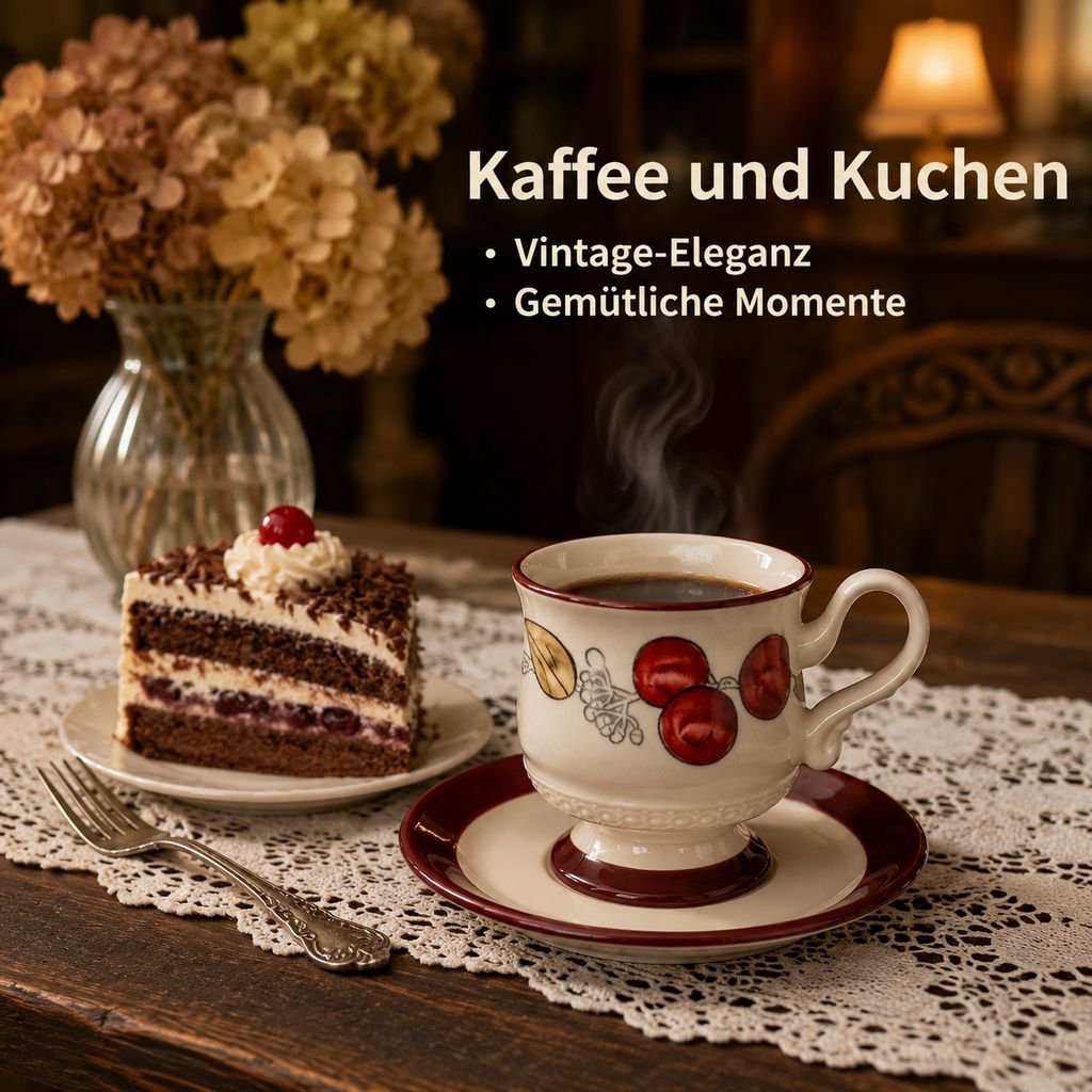 Keramik-Kaffeetassen- und Untertassen-Set im Vintage-Stil fuer Kaffee und Nachmittagstee
