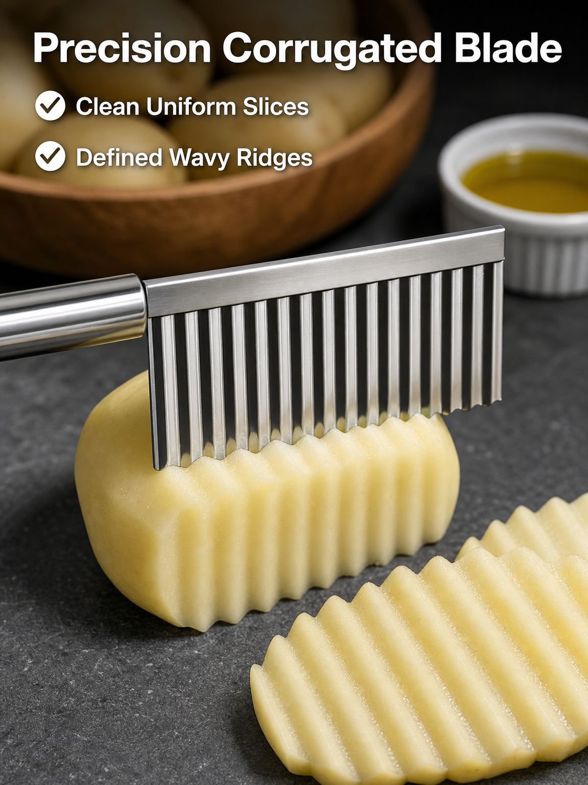 Wavy potato cutter blade for homemade crinkle cut fries
