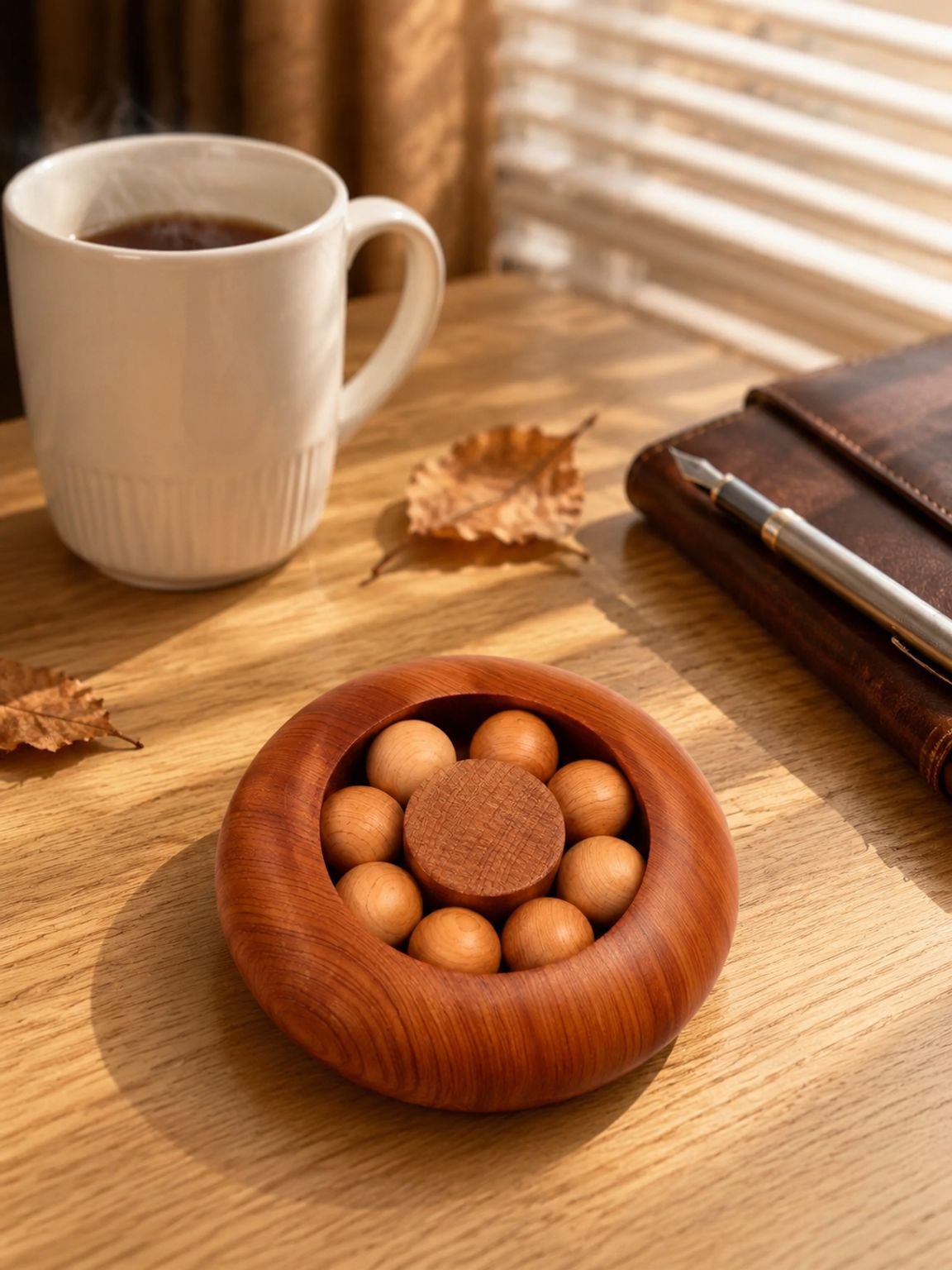 Wooden rotating bead fingertip toy mobile game stress relief toy desktop play fingertip rotation adu