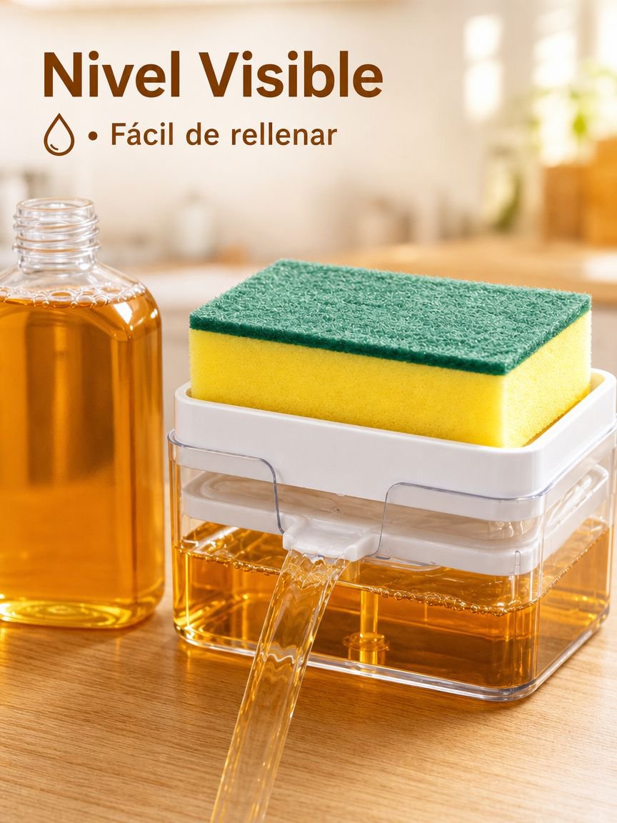 Dispensador automático de jabón multifuncional, fácil de presionar, ideal para limpieza de cocina