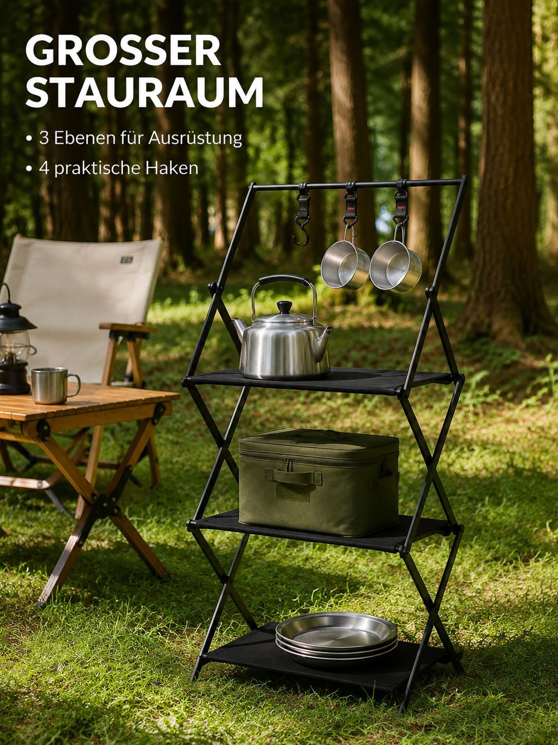 Portabel, mehrschichtiger Aluminium-Verkleinerungsregal für das Camping im Freien