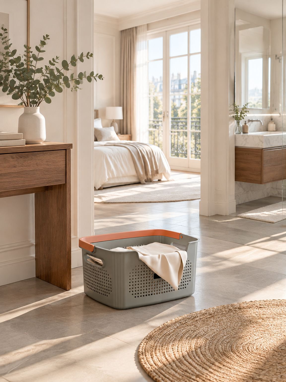 Panier à linge compact et fonctionnel adapté à tous les espaces