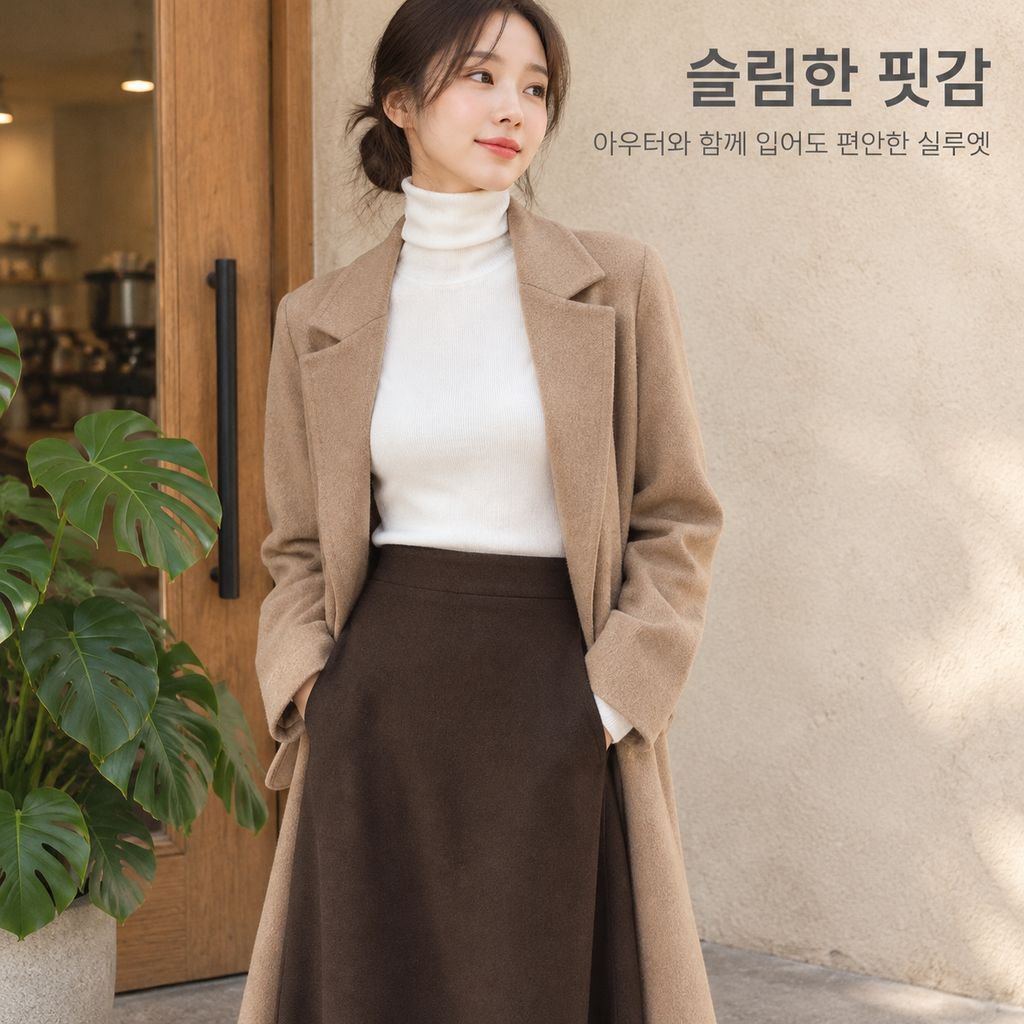 가을겨울 여성 화이트 루즈 터틀넥 슬림핏 긴팔 니트 티셔츠 이너