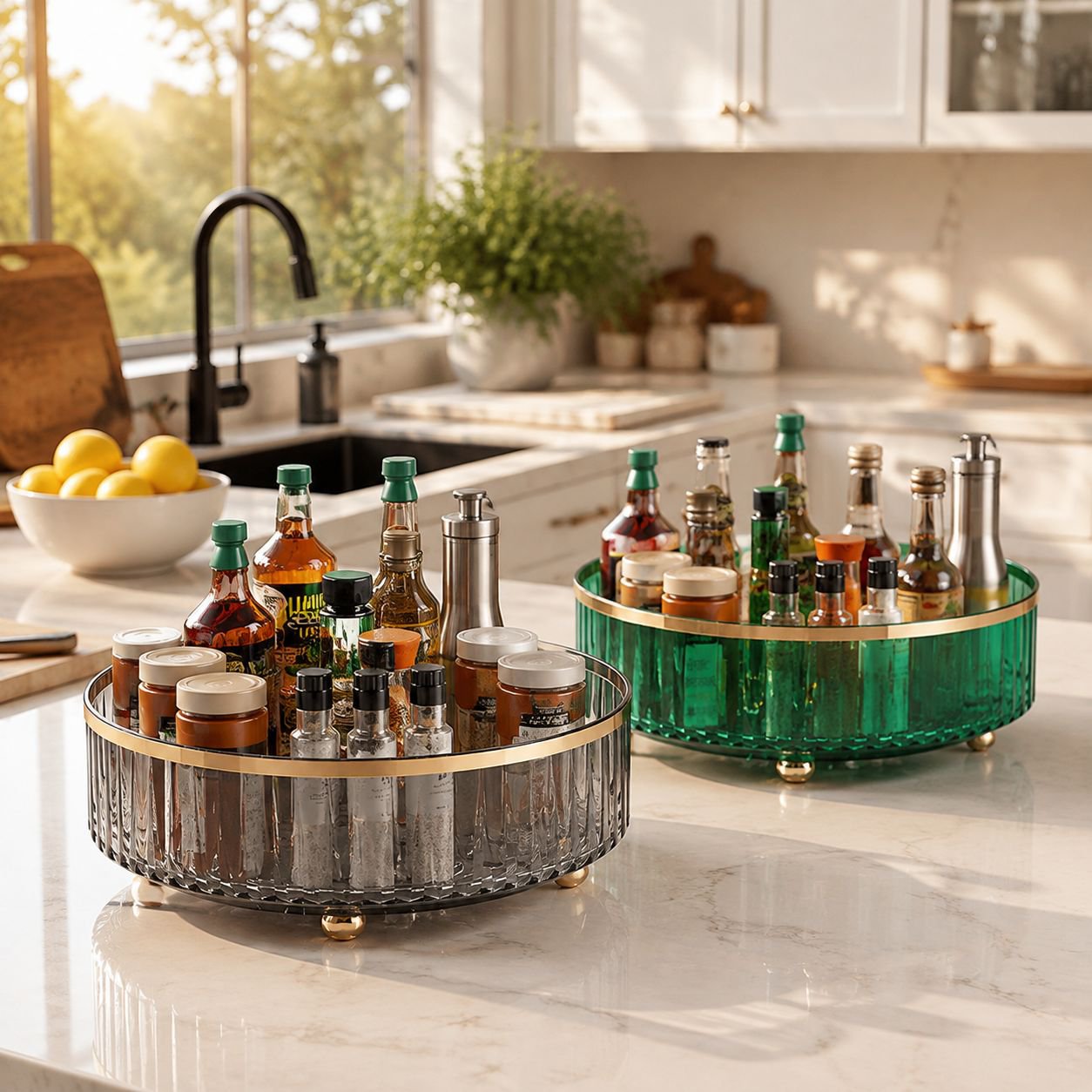 Estantería giratoria multinivel para cocina moderna y minimalista