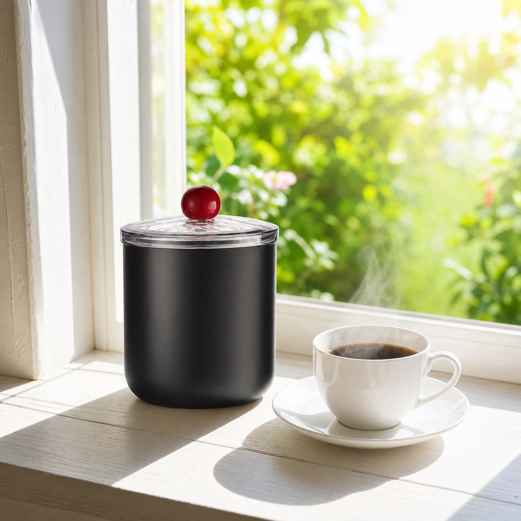 Coffee beans stored in airtight canister