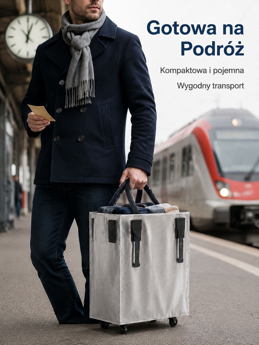 Składana torba podróżna na kółkach, wielofunkcyjna torba na zakupy z uchwytem