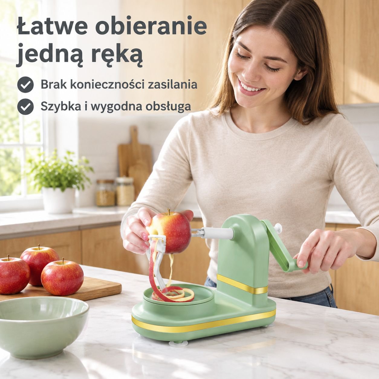 Ręczna obieraczka do jabłek z korbką