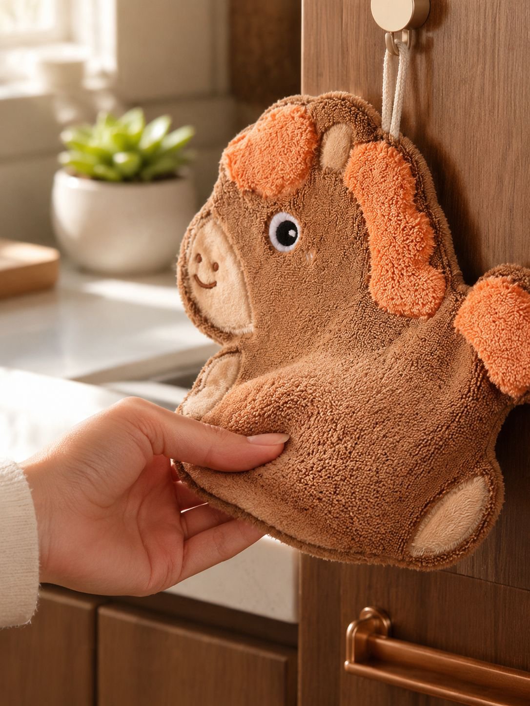 Children's hand towel with lucky horse pattern