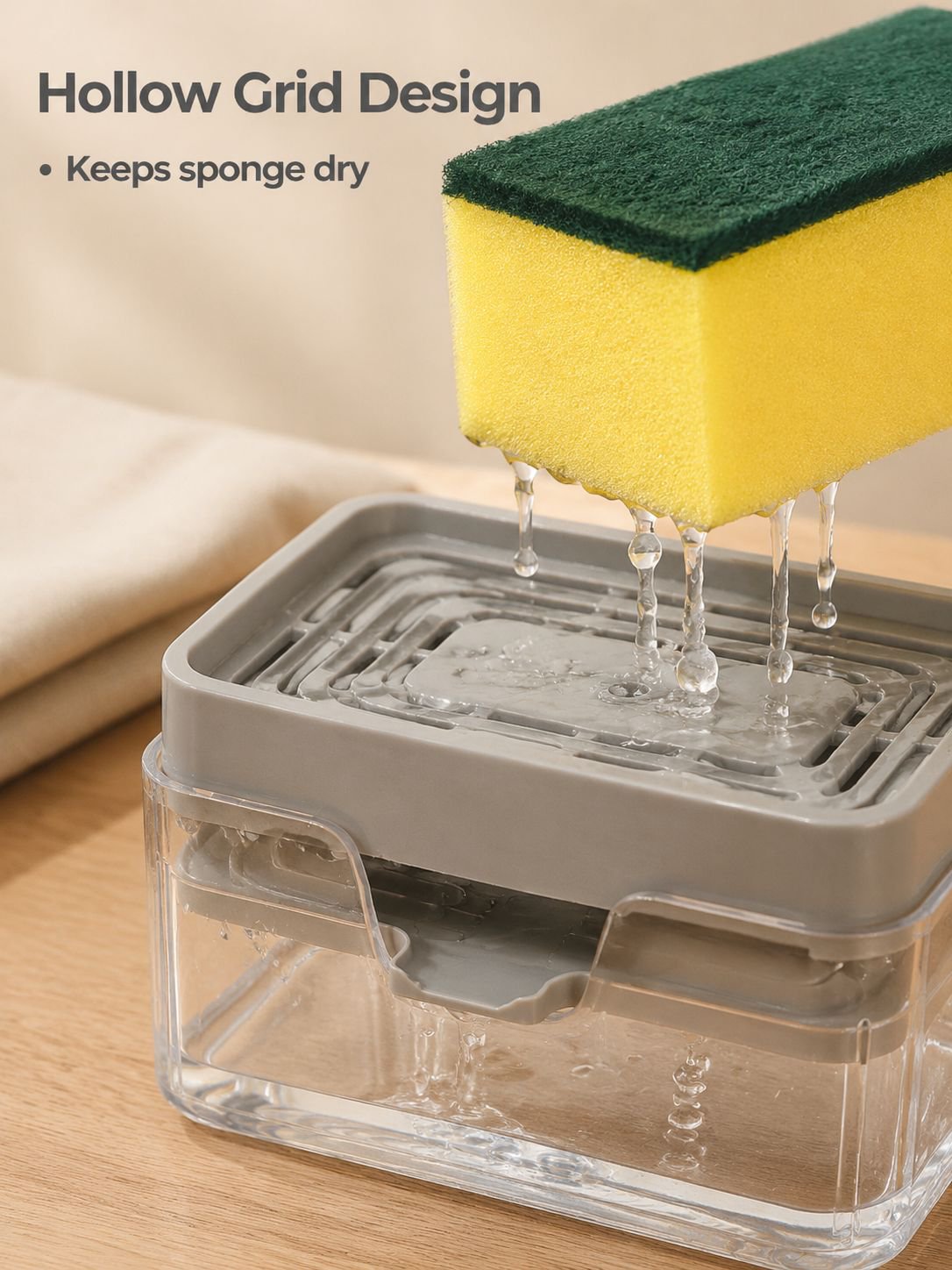 Press-and-Clean Soap Dispenser Brush
