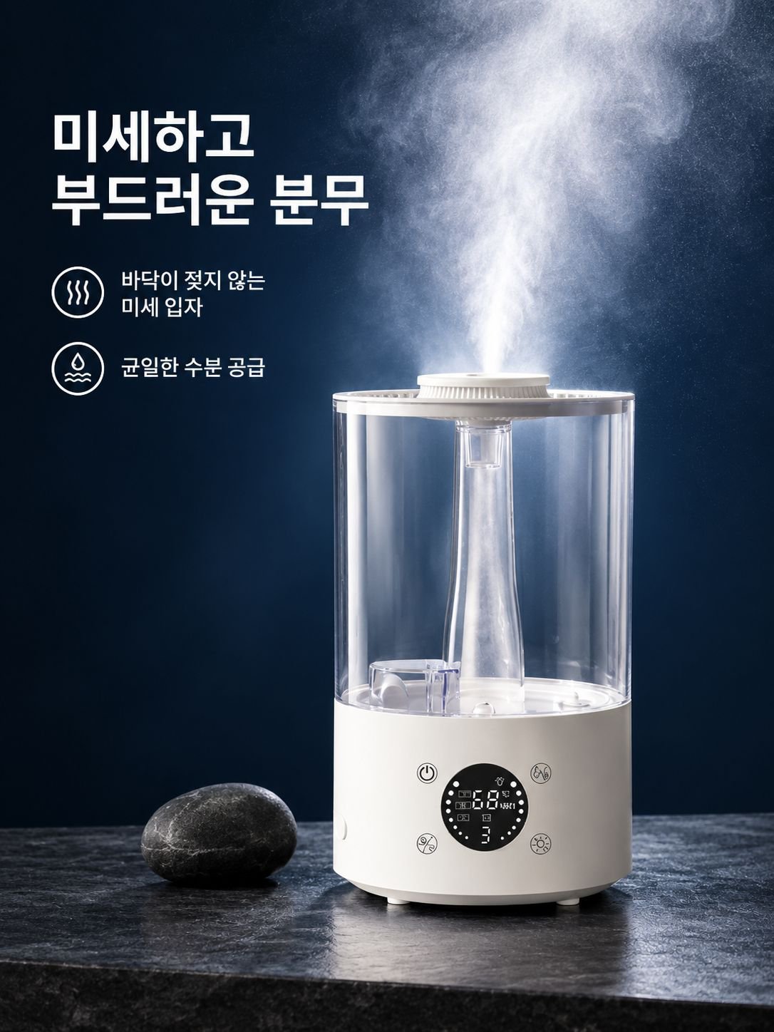 데스크탑 투명 가습기 가정용 침실 거실 저소음 보습 대용량 공기 가습기