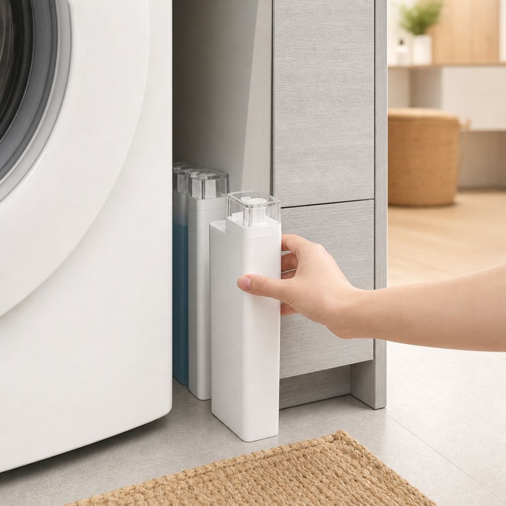 JMY Liquid Dispensing Bottle, 1000ml Large Capacity Laundry Detergent Bottle, Slim Design, Space-Sav