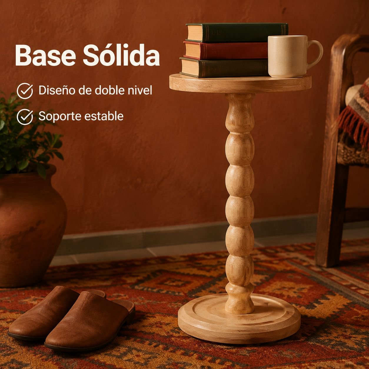 Mesa auxiliar de madera maciza de estilo retro americano