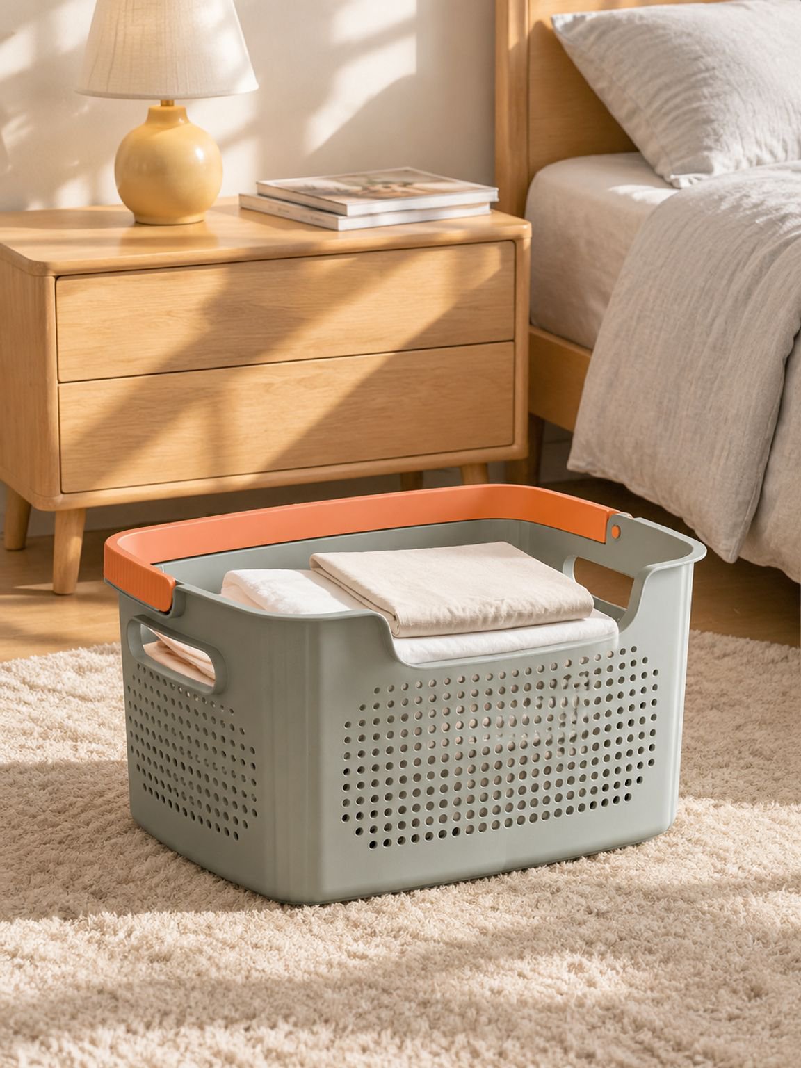 Panier à linge en plastique respirant pour usage domestique