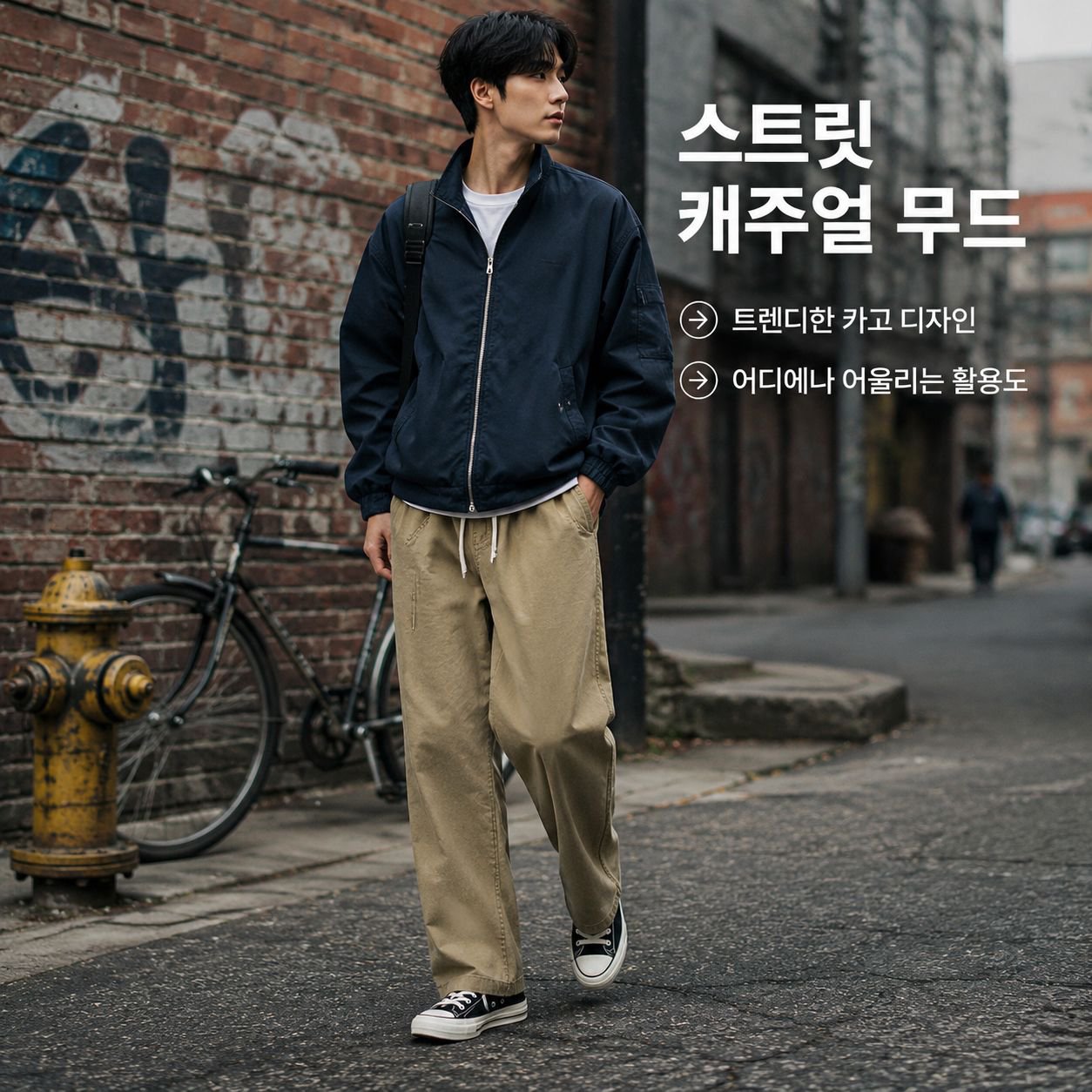 남자 워싱 면 캐주얼 일자 팬츠