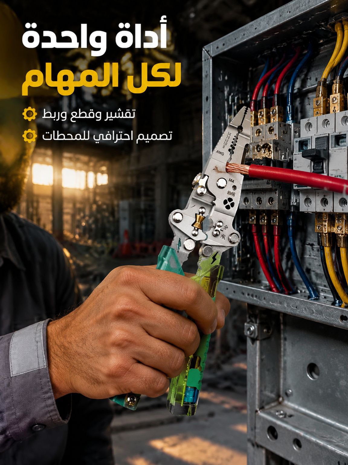 【كماشة واحدة تكفي!】 كماشة متعددة الوظائف لتجريد الأسلاك، قلم كهربائي قابل للطي، ومفك براغي