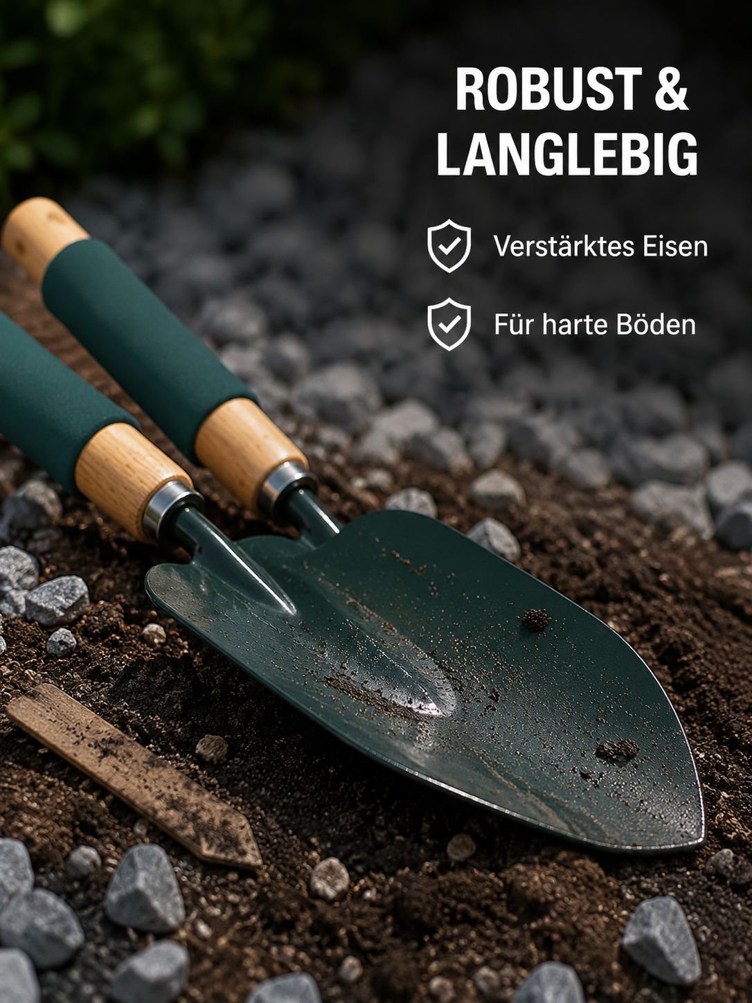 Multifunktionales Gartenwerkzeug-Set mit 36cm langer Schaufel, Blumenschaufel und Eisenspaten