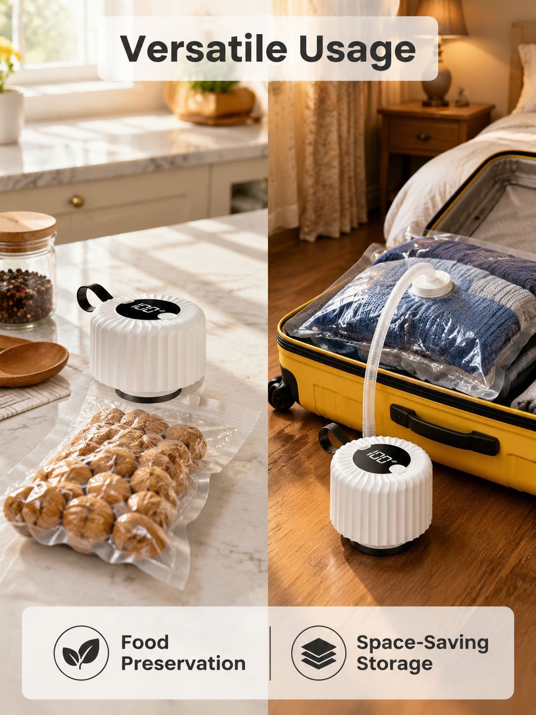 Vacuum sealing machine, electric vacuum sealing machine, food packaging machine, compression bag