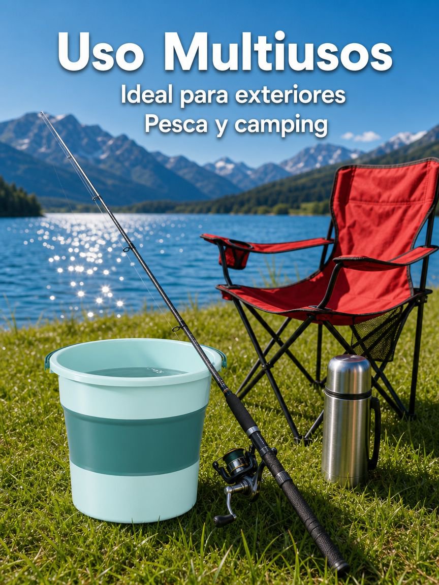 Cubo plegable portátil para coche, pesca, viaje y hogar, grueso y resistente