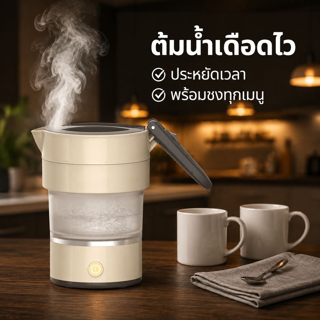 กาต้มน้ำไฟฟ้าแบบพับได้ ขนาดพกพา