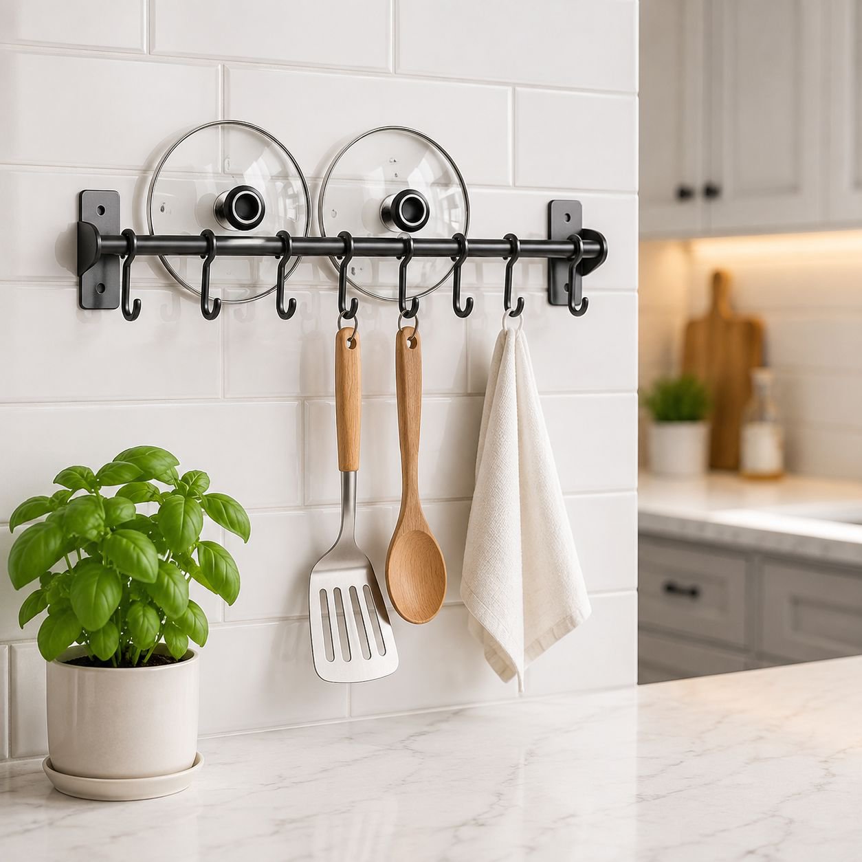No-drill Wall Hooks Multi-functional Kitchen and Bathroom Storage Rack