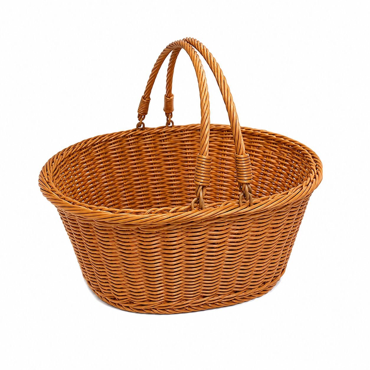 Panier de courses ovale imitation rotin fait main, panier à légumes portable