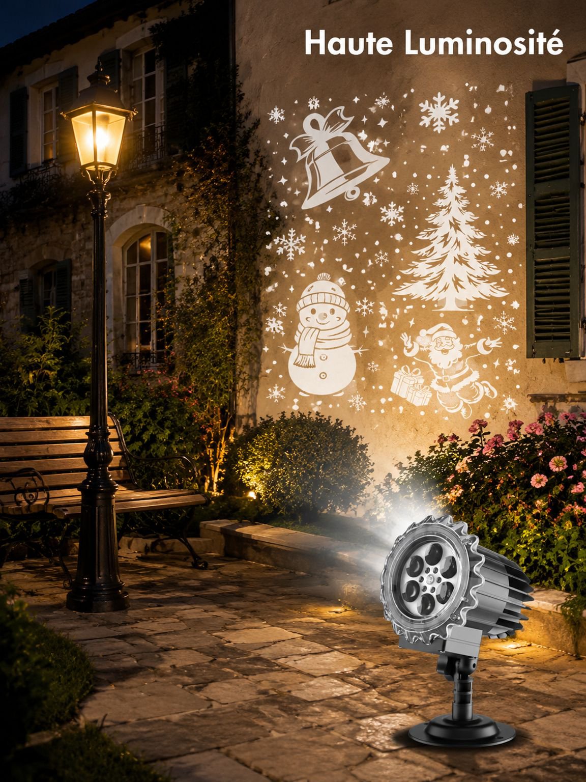 Lampe de projection de Noël extérieure étanche haute luminosité lampe de flocon de neige européenne 