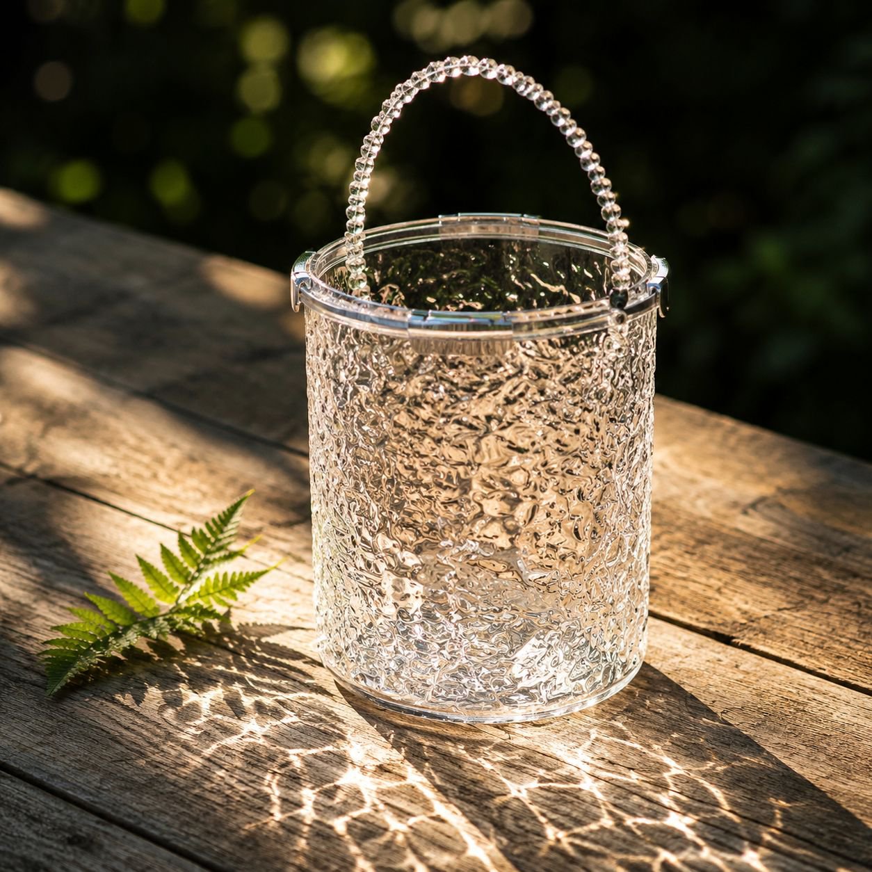 Ice bucket storing beer bottles at an outdoor party