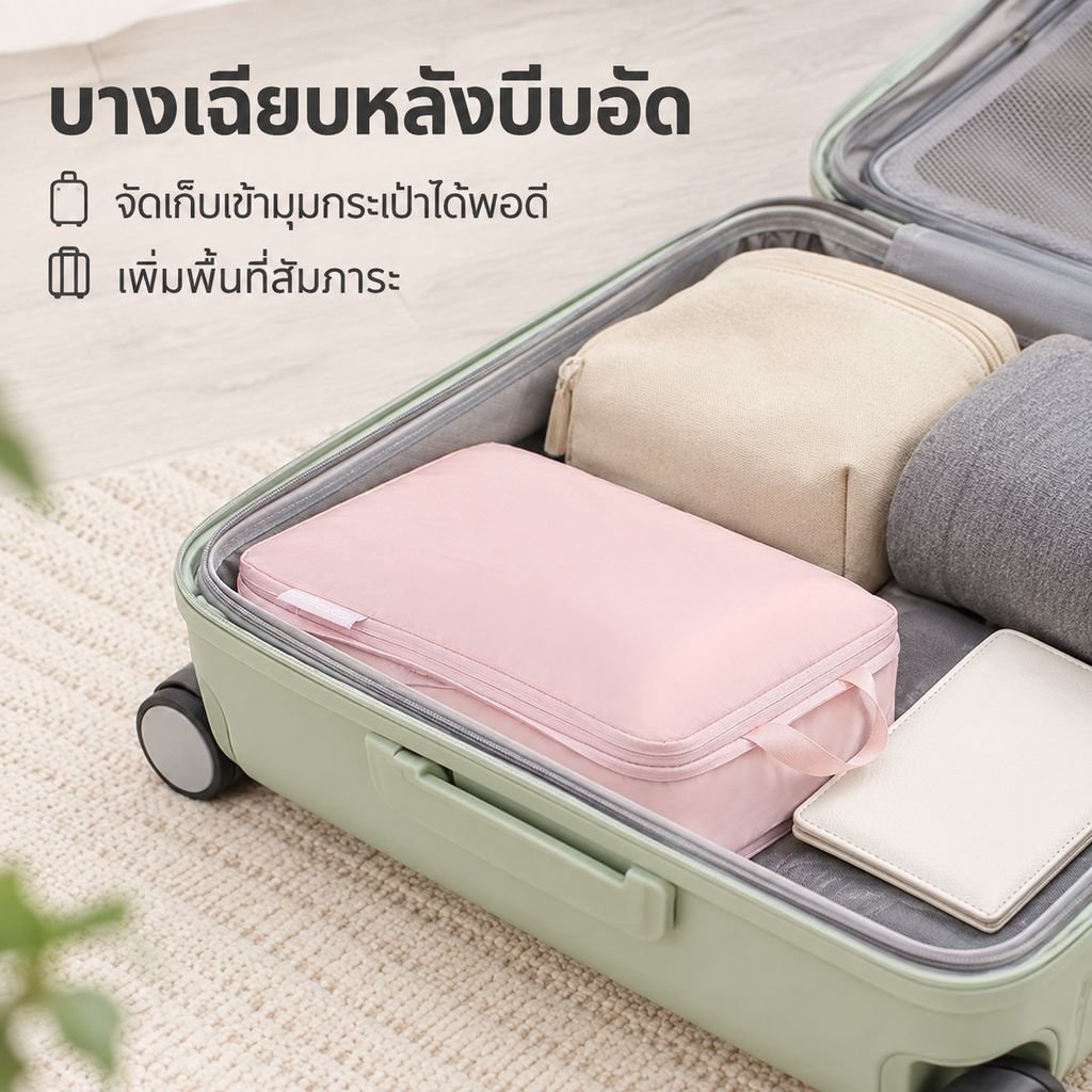 กระเป๋าเก็บเสื้อผ้าและชุดชั้นในสำหรับเดินทางแบบบีบอัดได้