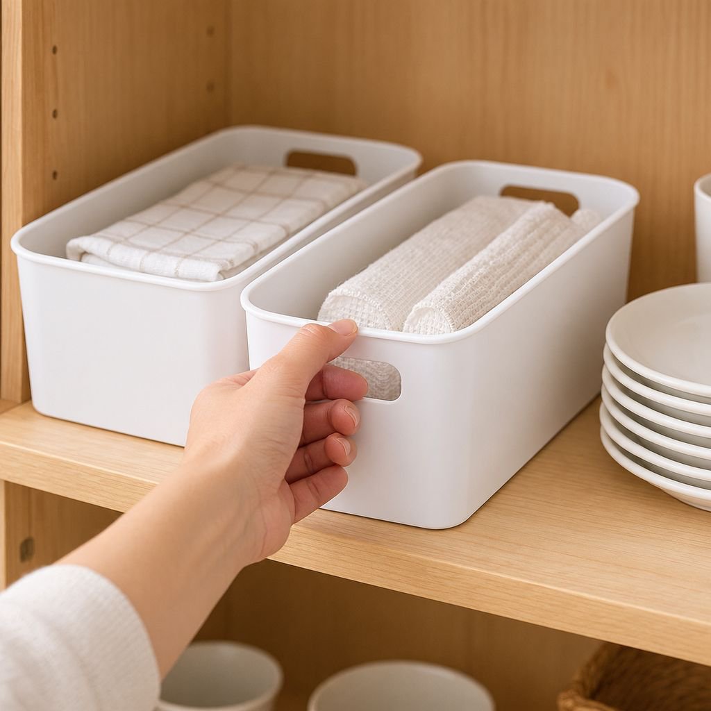 オフィスの小物整理に便利な卓上収納ボックス