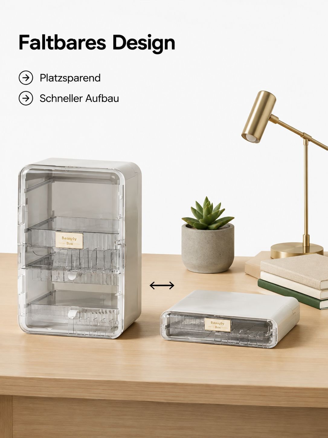 Hochwertige faltbare Make-up-Box, große staubdichte Aufbewahrungsbox