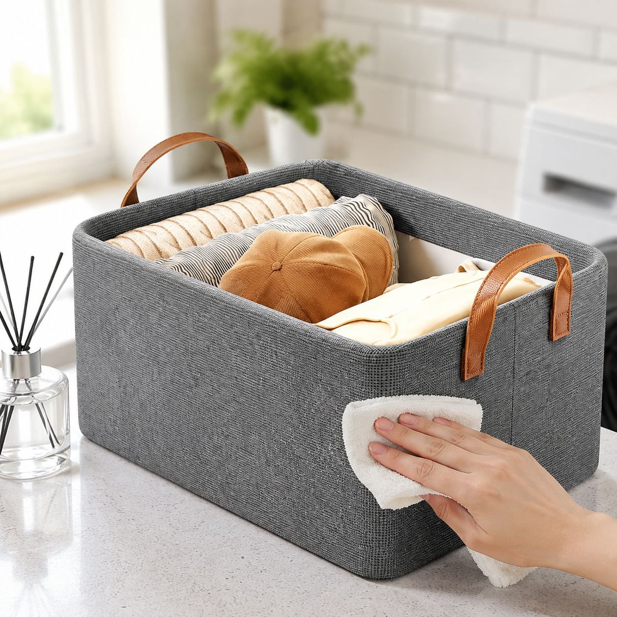 Cesta de tela de gran capacidad y diseño moderno
