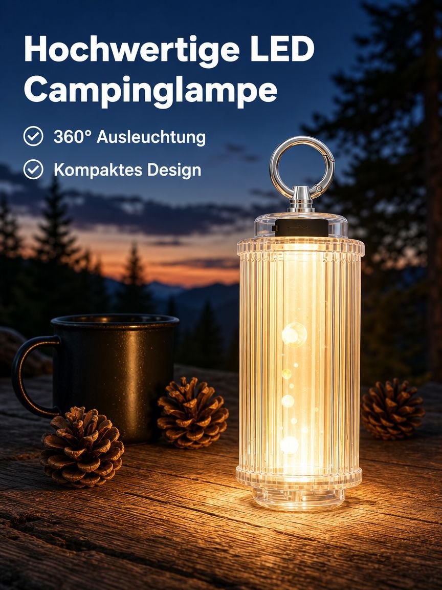 Tragbare LED Campinglampe für draußen, 38 LEDs, Lange Batterielaufzeit, Ambientebeleuchtung