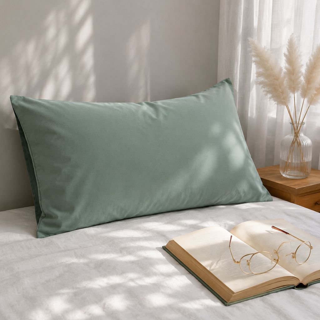 48x74 Simple Home Pillowcase, Washed Cotton, Brushed, Solid Color Pillowcase
