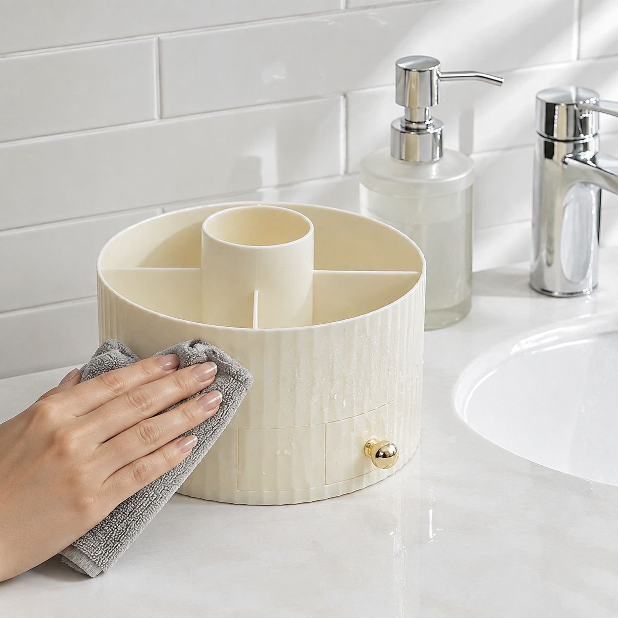 Modern light luxury cosmetic storage solution