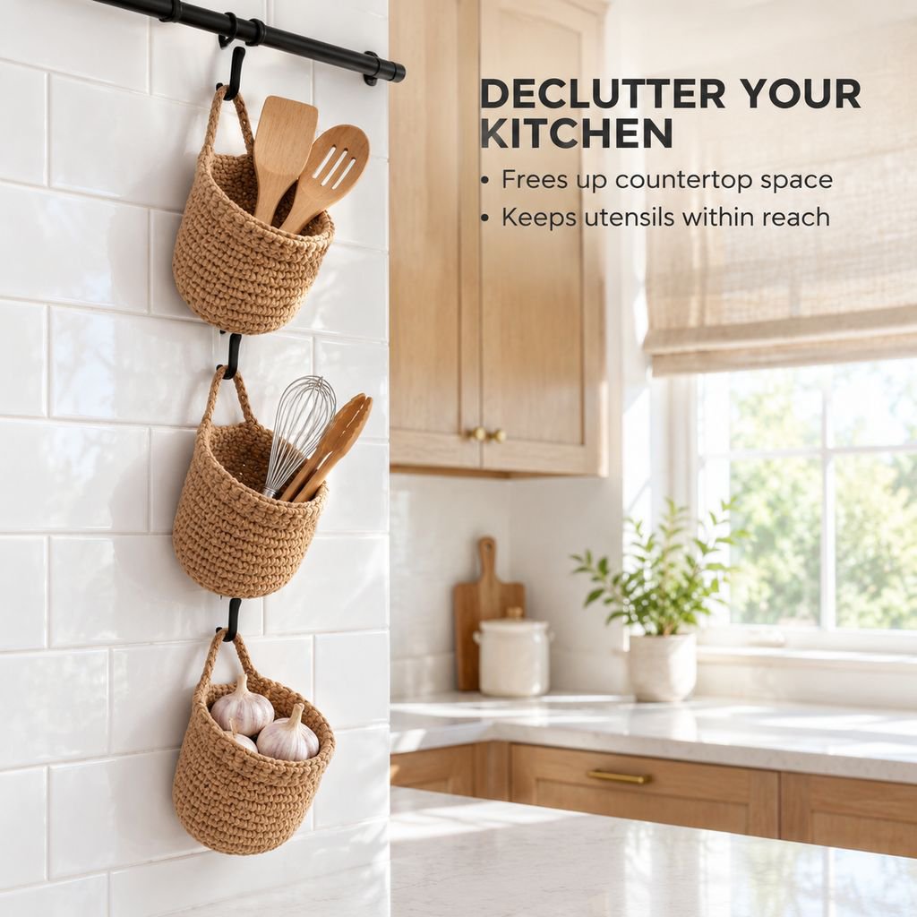 Handwoven Wall Hanging Multifunctional Storage Basket