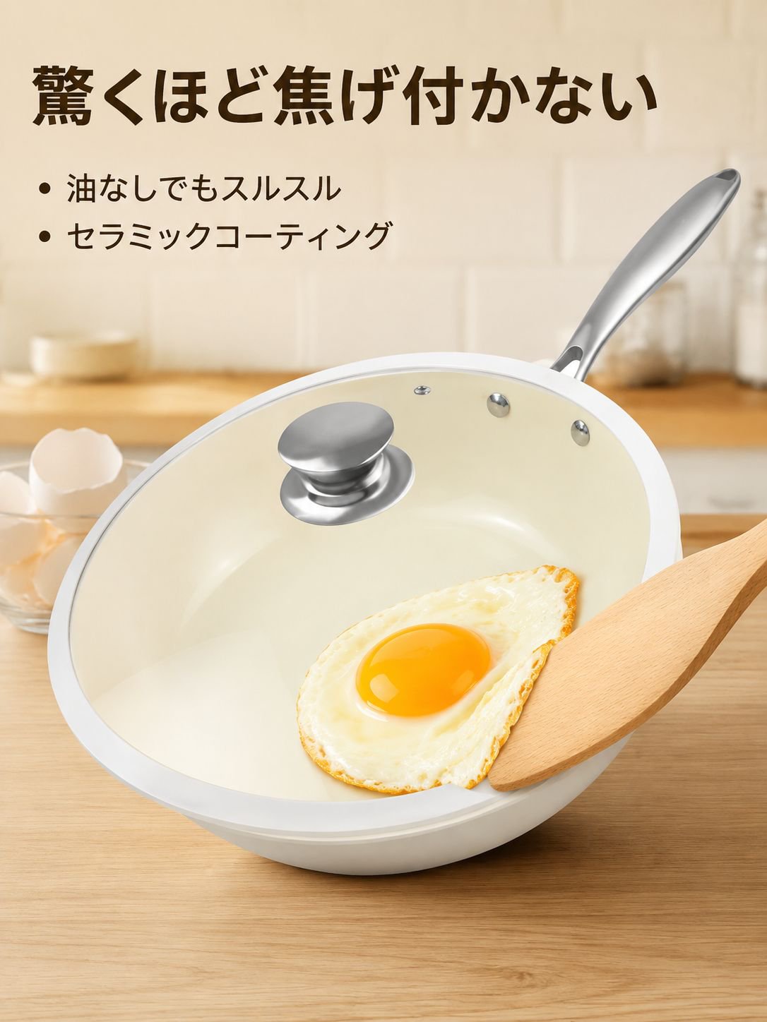 ガスストーブ専用セラミック炒め鍋