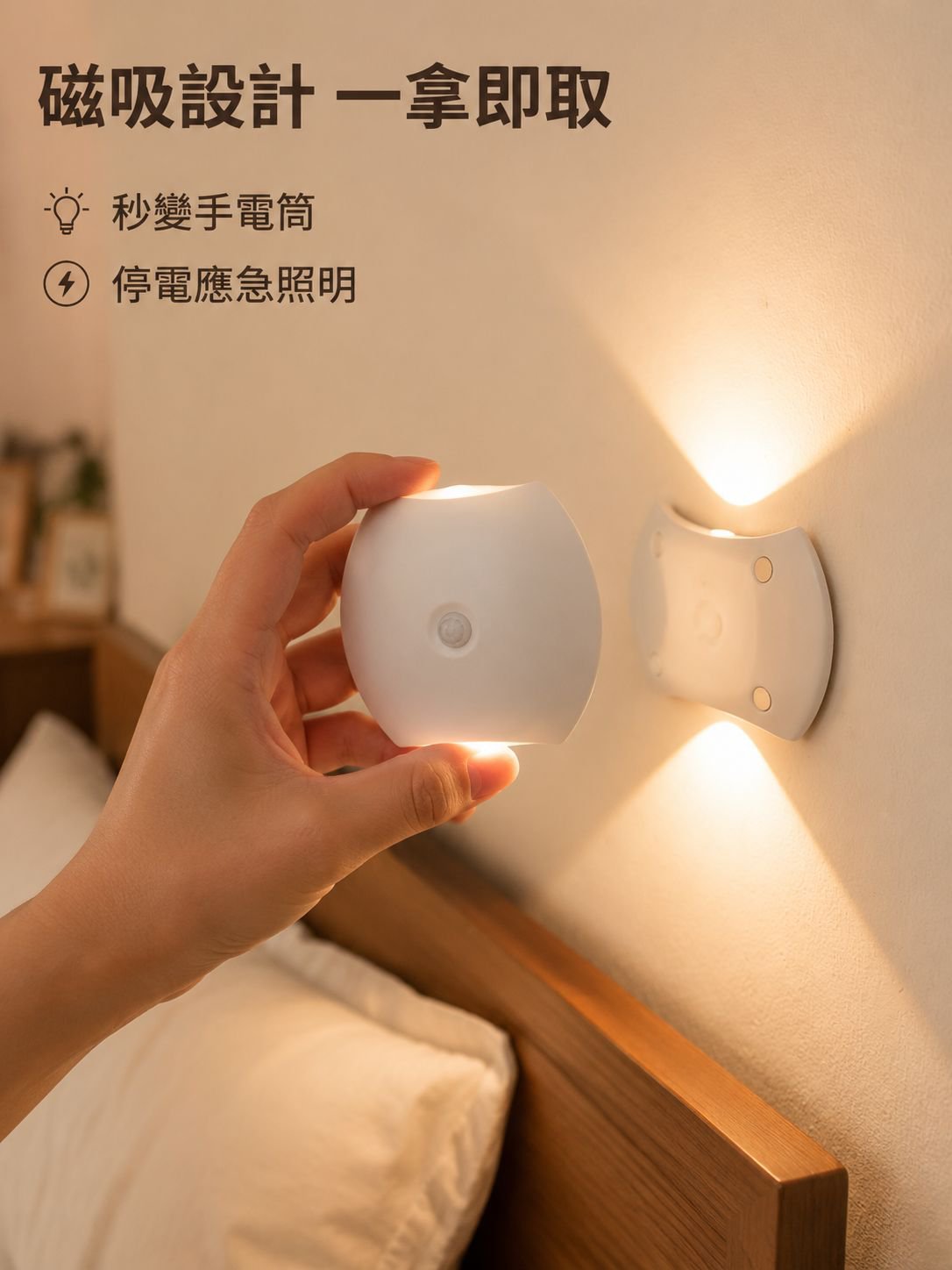 磁吸式現代簡約無痕壁燈